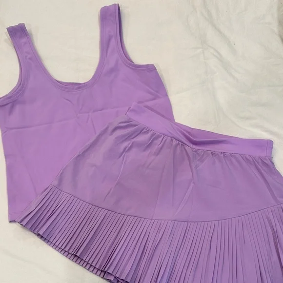 SPANX Lavender Tank & Pleated Mini Skirt Set - Picture 2 of 6